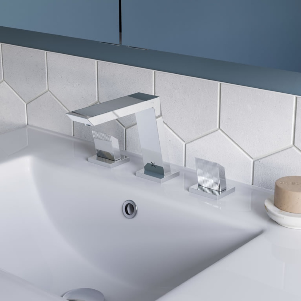 Crosswater Limit Chrome Deck Mounted Basin 3 Hole Set - Lifestyle